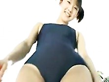 Japanese Teen In A Bathing Suit Outside