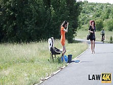 Law4K.  Guards Tell Teen Sexy Miss She Cant Sell Things In Public