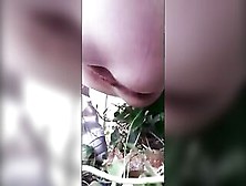 Closeup Of Sexy Lady Pooping In The Forest