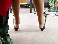 Candid Beautiful Ebony Barefeet In High Heel