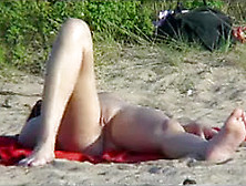 Nude Beach - Hot Black Hair Girl Spreads Wide