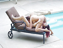 Two Passionate Euro Babes Licking Wildly By The Pool
