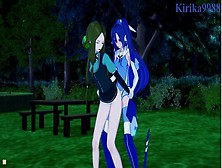 Phara Suyûf And Tsubasa Kazanari Have Intense Futanari Sex In A Park At Night.  - Symphogear Anime
