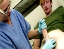 Sexy Nurse Wanking Off Her Patients Big Lubed Up Cock