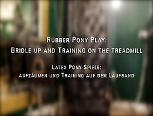 Rubber Pony Play: Bridle Up And Training On The Treadmill