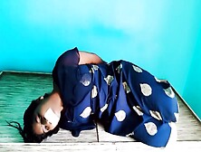 Indian Woman Hogtied In Blue Robe