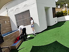 Fresh Schoolboys Have Sex On The School Terrace And Are Caught On A Security Webcam.