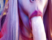 Attractive Large Lips Teenie Swallowing Hard Wang In Close-Up