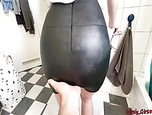 Cum On Her Leather Skirt