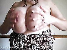 First-Class Vamp In A Leopard Print Tube Dress Exposing Her Large Tatas.