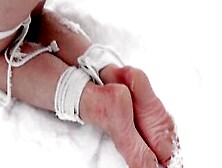 Naked Barefoot Claudia Tied Up In The Snow