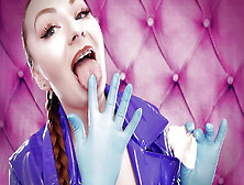Asmr: Eating Food With Braces,  Blue Nitrile Gloves Fetish (Sfw Video) Arya Grander