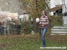 Dad And Daughter Playing Football