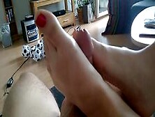 Footjob With Sexy Long Toes