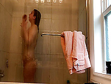 18 Year Old Volleyball Player Hidden Camera Glass Shower! Again