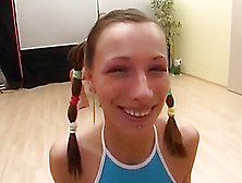 Sandra,  German Girl With Braces Eats Wienerschnitzell