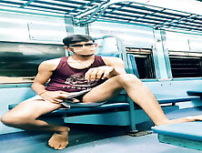 Desi Daddy In Train Public Cum