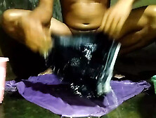 Nude Naked Man Washing Clothes