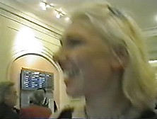 Public Facial - Exhibitionist Blond Displays Cummy Face In Publi