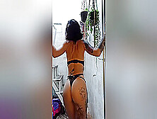Naughty Tattooed Girl Smokes On Her Stepfathers Terrace - Juanita Rivas