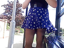 Blue Skirt Windy Upsirt Stockings