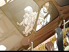 Chesty Hentai Blonde Rides Huge Dick In Car