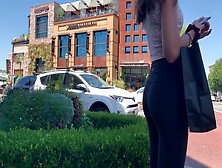 Young Candid Ass In Leggings