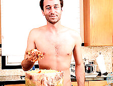 Horny Dude Enjoys While Making Dinner Naked - Food Fetish