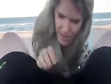 Hot Mom Tease And Blowjob With Cumshot Facial At The Beach