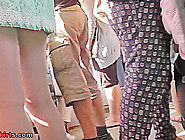 Upskirt Vid Made In Public Shows Redhead In G-String