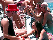 Kendra White Enjoys Group Sex By The Pool With Her Handsome Neighbors