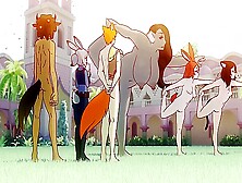 Zootopia Anime Style.  Naked Young Girls Do Yoga On The Grass