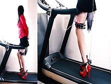 Japanese Chained Treadmill Walking In Heels
