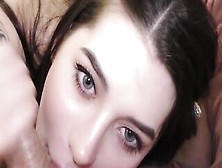 My Step Sister With Gorgeous Eyes Sucks Me For The First Time.  Honey Haze
