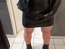 Sissy Laura Solo Cumshot In Full Leather Dress And Ankle Boots