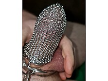 Penis Chastity Cage With Chainmail.  Can I Jerkoff And Cum?
