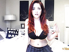 Perfect Hussy In A Striped Skirt,  Black Top And Bra Does The Rubik’S Cube Topless In Bed.