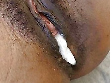 Little Black Amateur Pussy Gets Creampied By White Cock