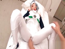 Asian Babe In Cosplay Gets Cunt Finger Teased Thru Pants