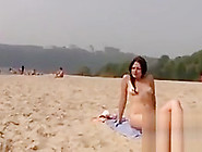 Topless Teen Girls Playing At The Beach