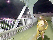 Emiri Walking Naked On Footbridge & Spread Legs In The Middle Of The Road