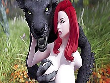 Werewolf Stretches Redhead Babes Pussy Well In The Woods