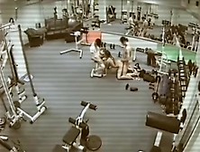 Security Cam In The Gym Filming Threesome Fuck!