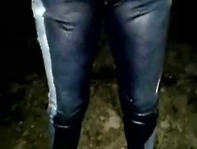 Swedish Girl Wetting Jeans Outside