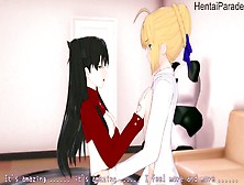 Threesome With Saber And Tohsaka Rin Fate [Hentai 3D]