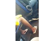Candid Sexy Legs And Feet In White Sandals Of Pretty Arab Teen (Faceshot)