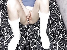 Pretty Chick Masturbate Her Tight Cunt Inside White Winter Socks