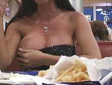Chick Flashing In A Fast Food Restaurant
