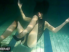 Shaved Brunette Sissy Irina Polcharova Naked In The Pool