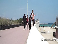 Naked In Stockings At Beach Front